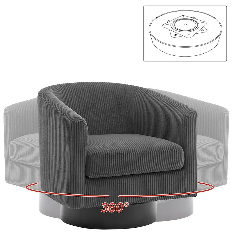 Modern Upholstered Barrel Chair Swivel Accent Chair for Living Room
