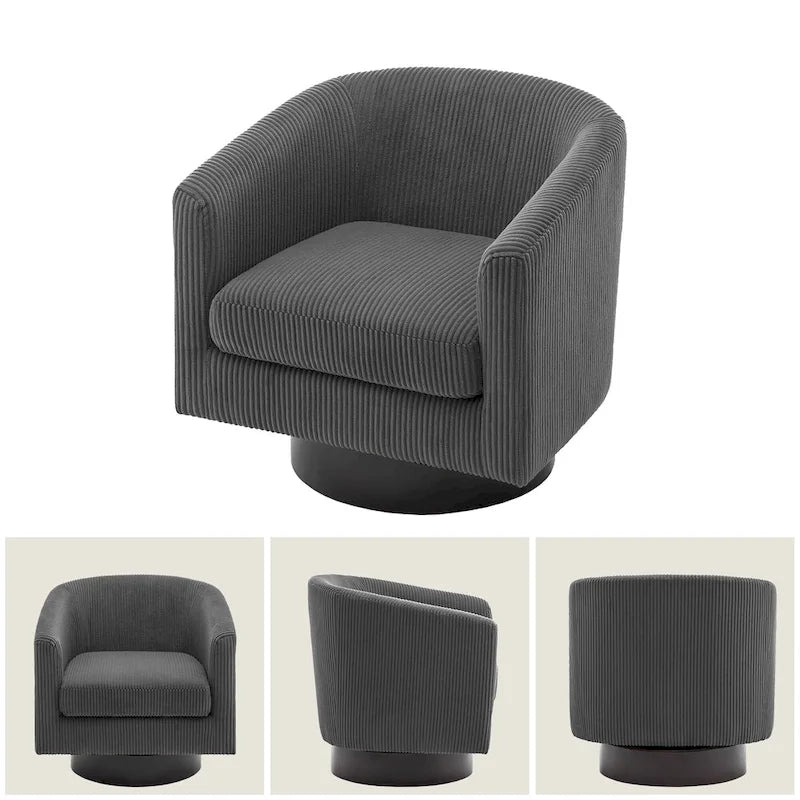 Modern Upholstered Barrel Chair Swivel Accent Chair for Living Room