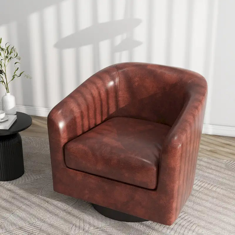 Modern Upholstered Barrel Chair Swivel Accent Chair for Living Room