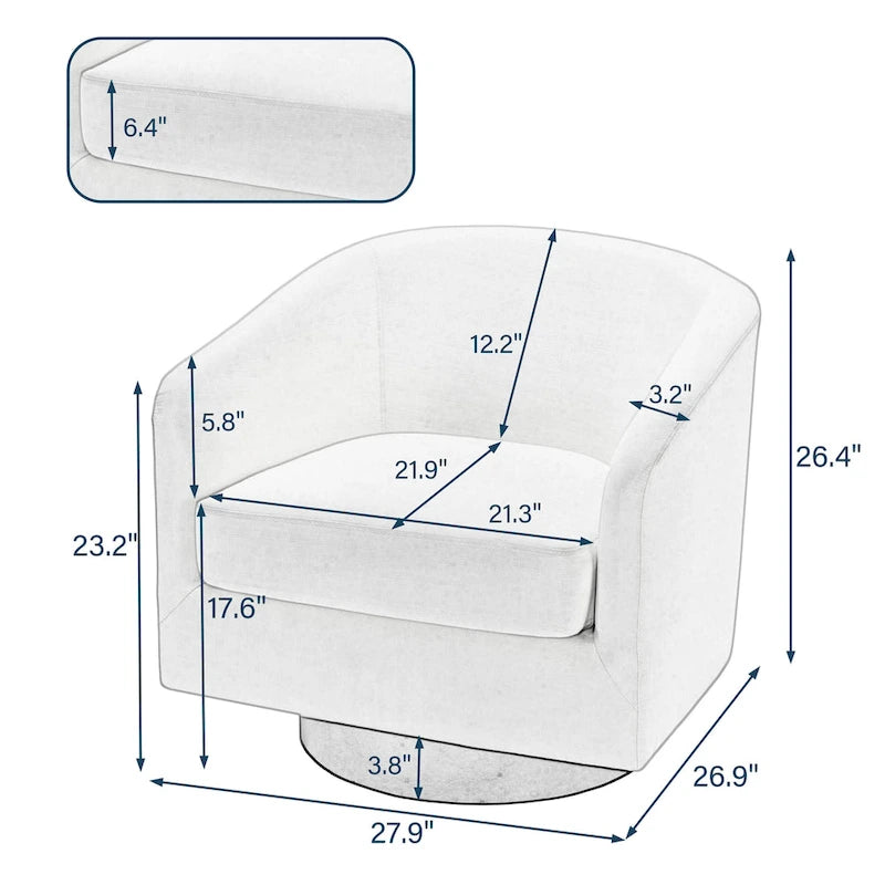 Modern Upholstered Barrel Chair Swivel Accent Chair for Living Room