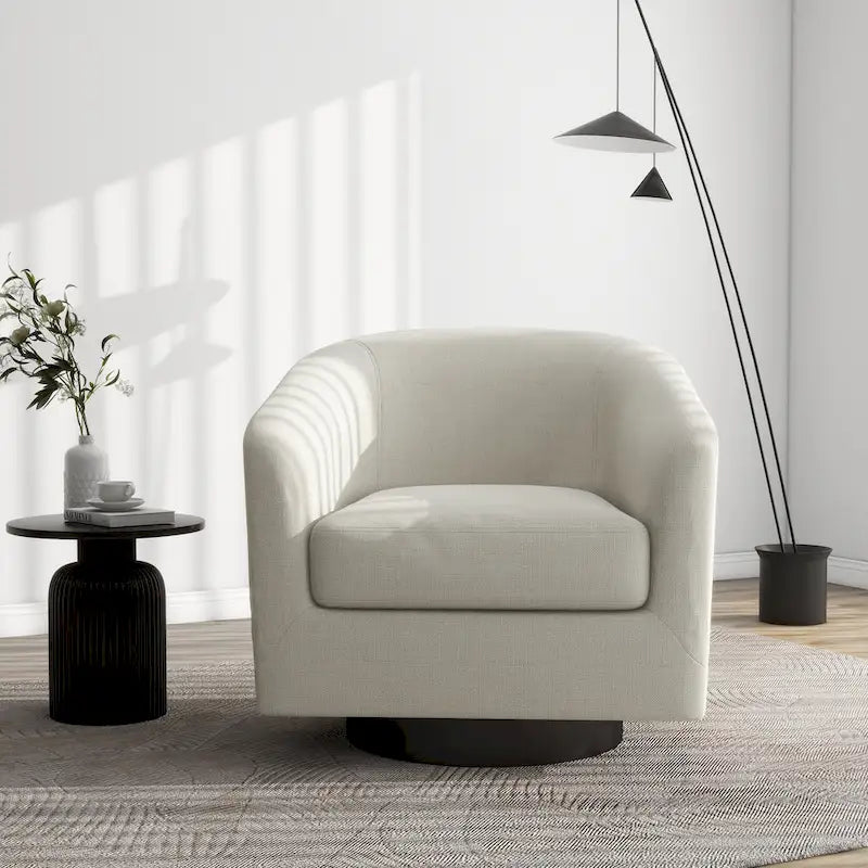 Modern Upholstered Barrel Chair Swivel Accent Chair for Living Room