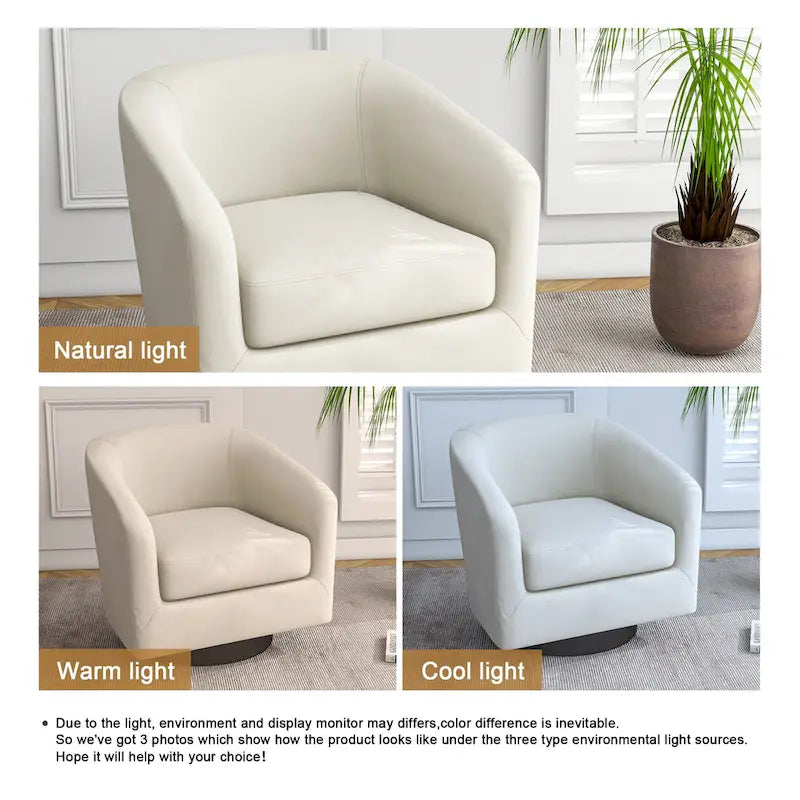 Modern Upholstered Barrel Chair Swivel Accent Chair for Living Room