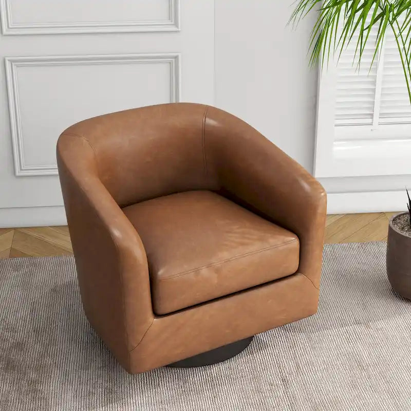 Modern Upholstered Barrel Chair Swivel Accent Chair for Living Room