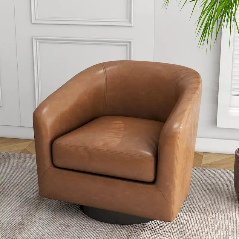 Modern Upholstered Barrel Chair Swivel Accent Chair for Living Room