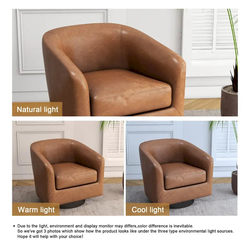 Modern Upholstered Barrel Chair Swivel Accent Chair for Living Room