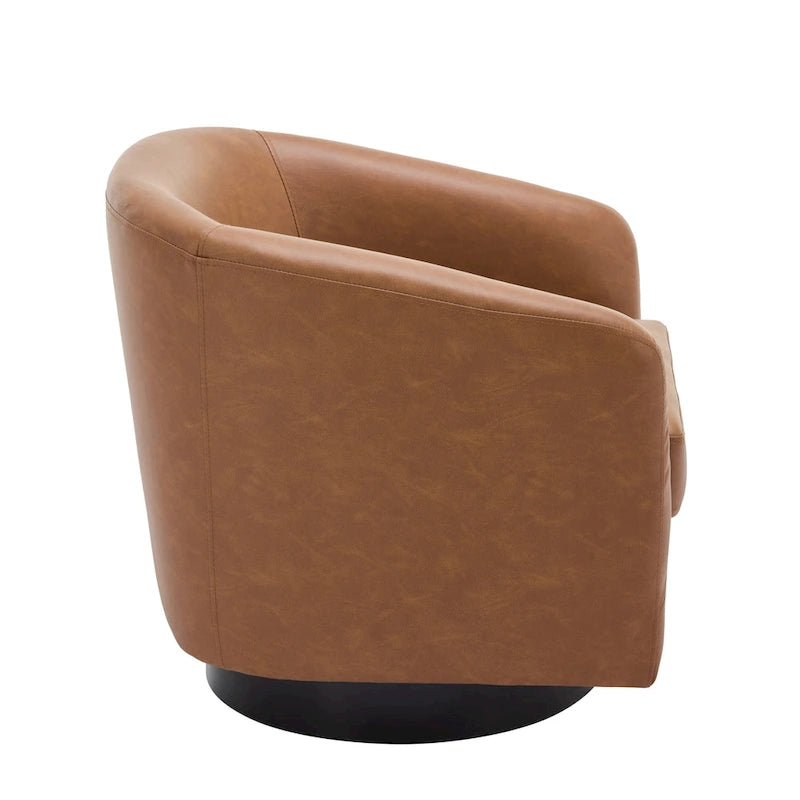 Modern Upholstered Barrel Chair Swivel Accent Chair for Living Room