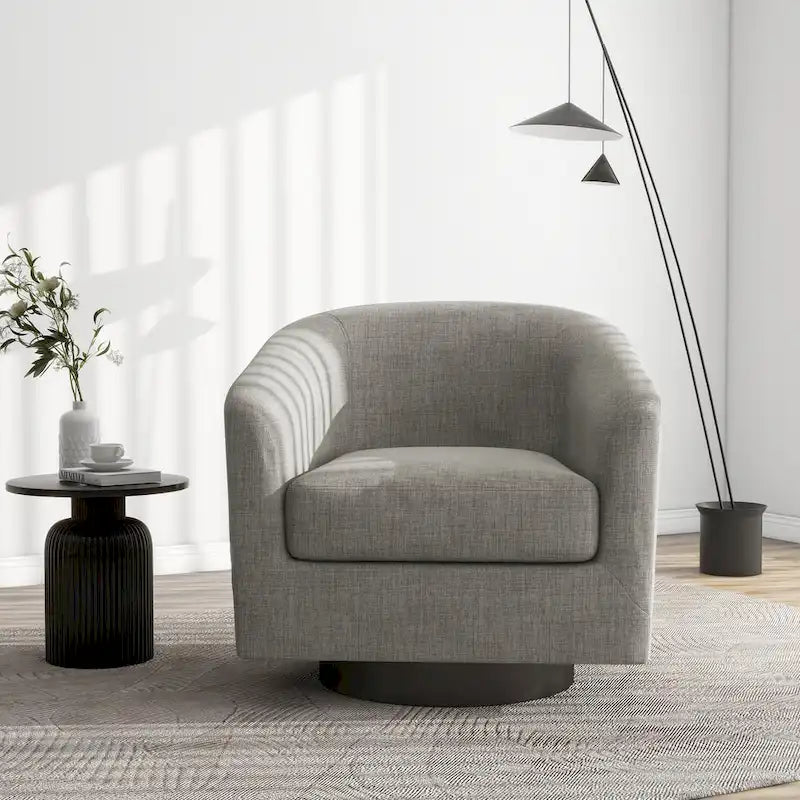 Modern Upholstered Barrel Chair Swivel Accent Chair for Living Room
