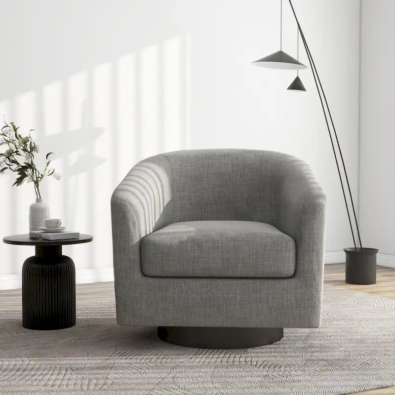 Modern Upholstered Barrel Chair Swivel Accent Chair for Living Room