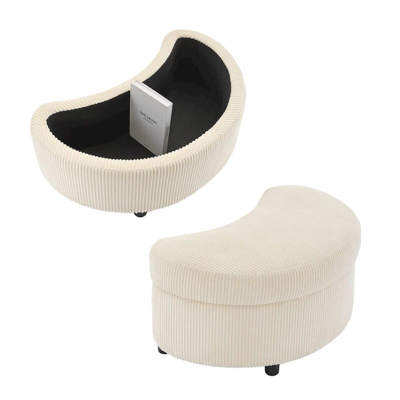 Corduroy Accent Chair, Barrel Chair with Ottoman and Back Cushions for Living Room