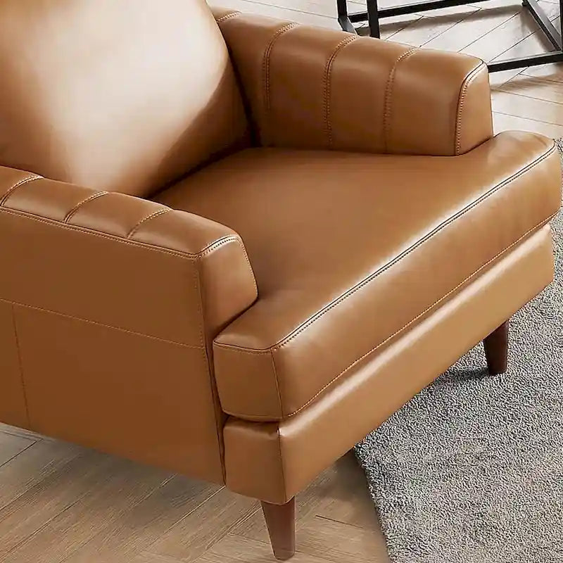 Ivy Living Cassia Top Grain Leather Chair With Feather, Memory Foam and Springs