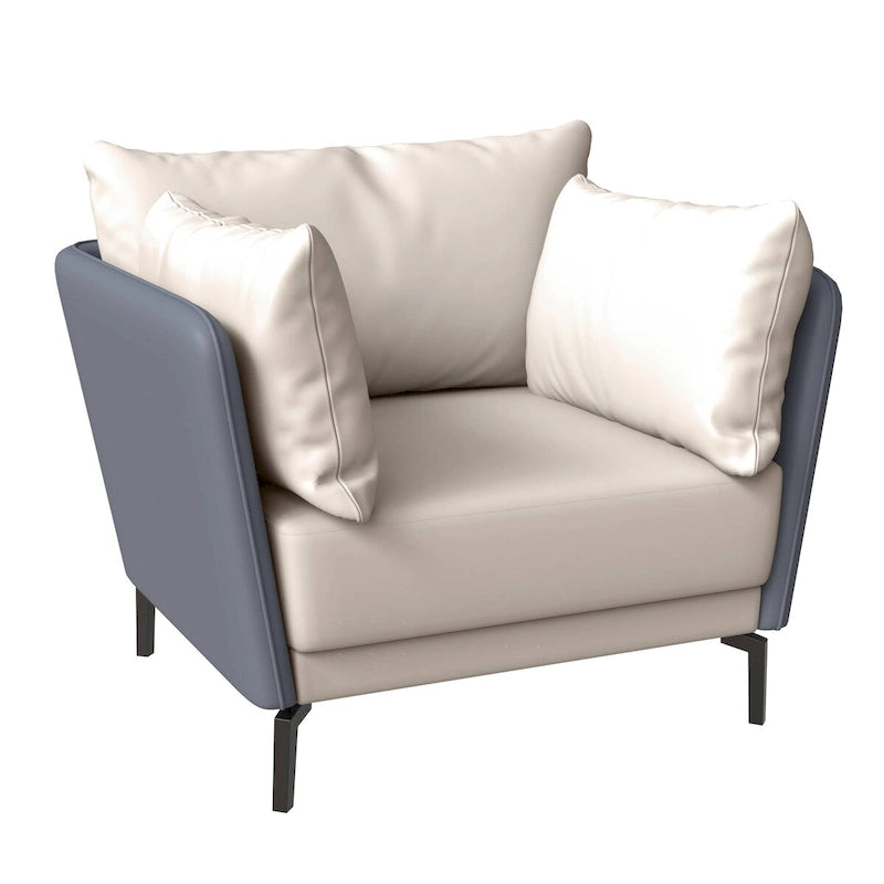 Luxify Modern Single-Seater Sofa in Upholstered PU Leather with Metal Legs for Living Room Accent Chair