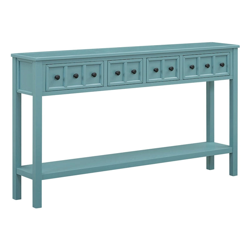 Nestfair Rustic Entryway Console Table with Drawers and Bottom Shelf