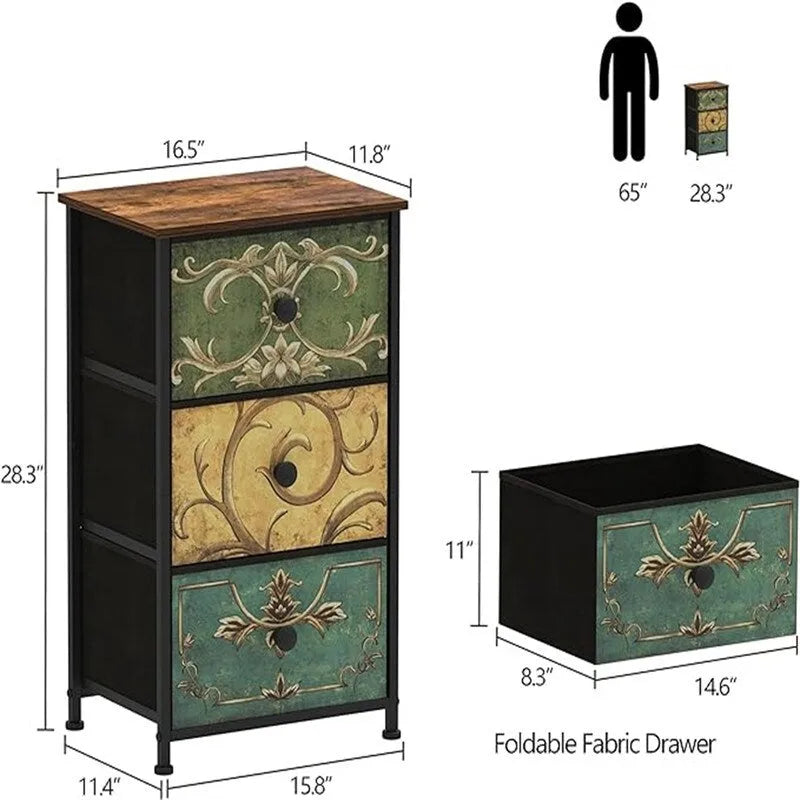 Sofa End Table for Living Room Entryway Dresser Storage 3 Drawers