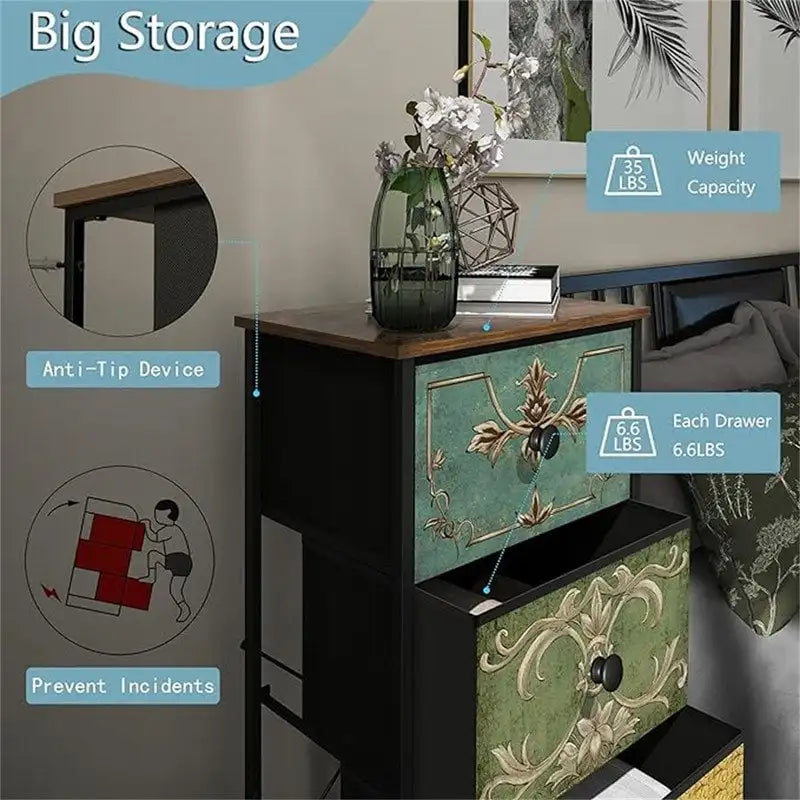 Sofa End Table for Living Room Entryway Dresser Storage 3 Drawers