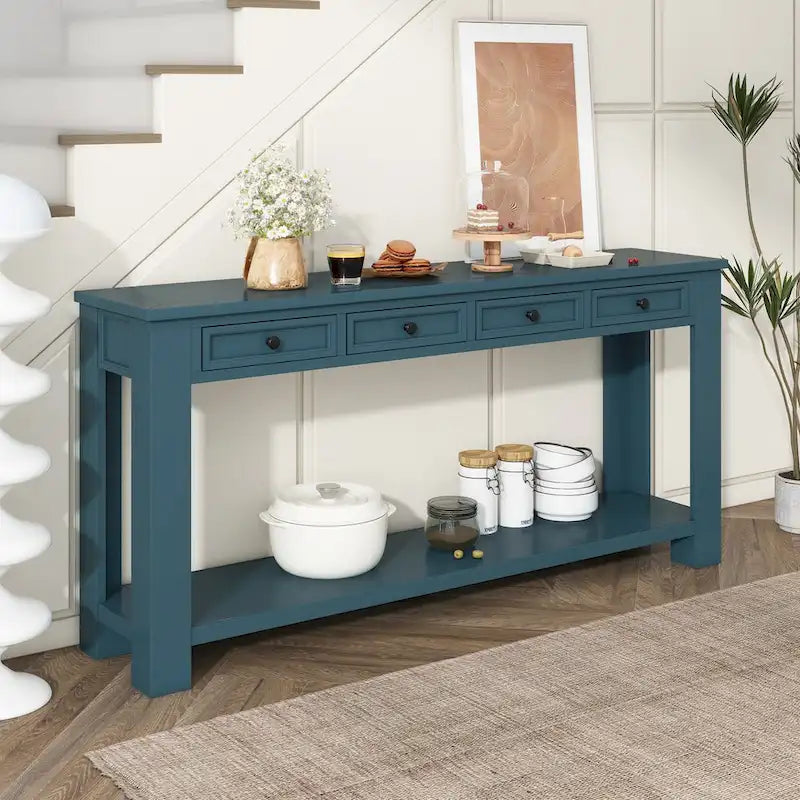 Console Table/Sofa Table with Storage Drawers and Bottom Shelf for Entryway Hallway