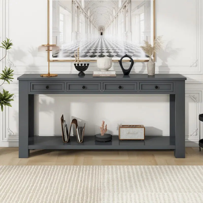 Console Table/Sofa Table with Storage Drawers and Bottom Shelf for Entryway Hallway