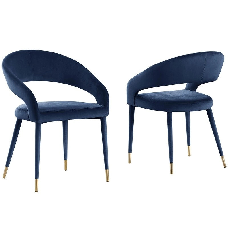 Best Master Furniture Ellis Contemporary Faux Leather Upholstered Dining Chair with Gold Accent (Set of 2)