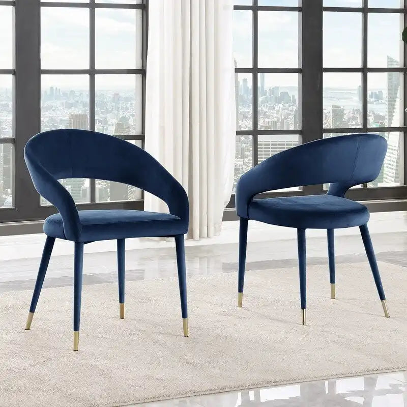 Best Master Furniture Ellis Contemporary Faux Leather Upholstered Dining Chair with Gold Accent (Set of 2)