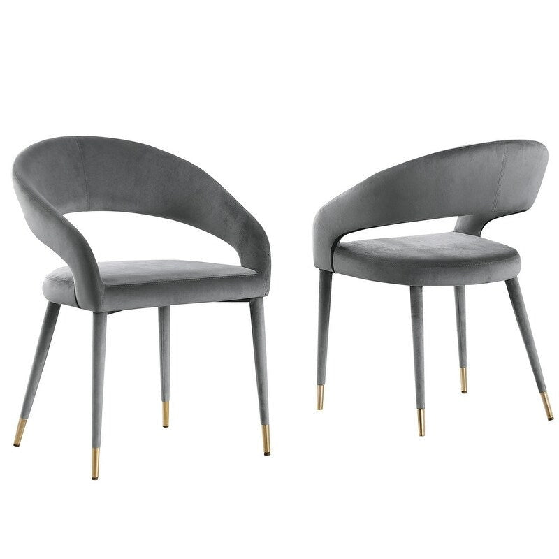 Best Master Furniture Ellis Contemporary Faux Leather Upholstered Dining Chair with Gold Accent (Set of 2)
