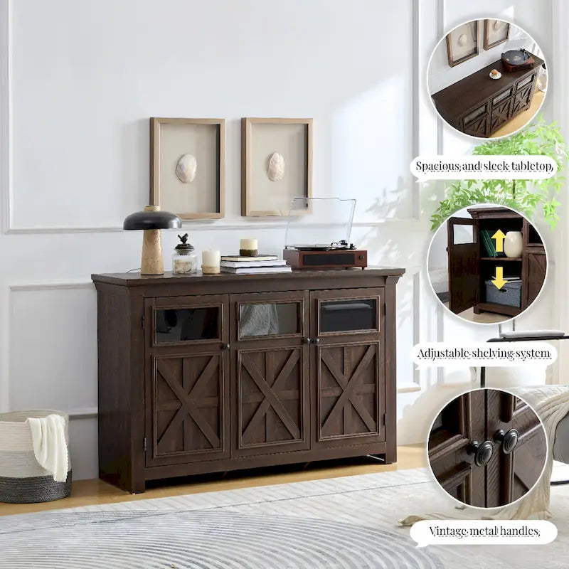 53 Bar Wine Bar Storage Cabinet Adjustable Shelves Buffet/Sideboard