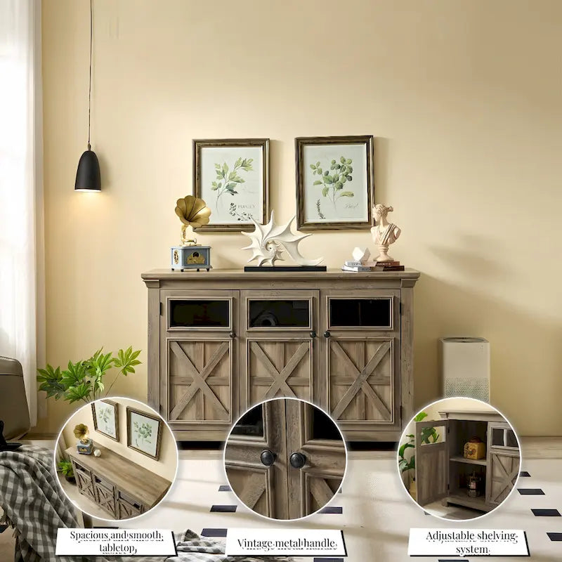 53 Bar Wine Bar Storage Cabinet Adjustable Shelves Buffet/Sideboard