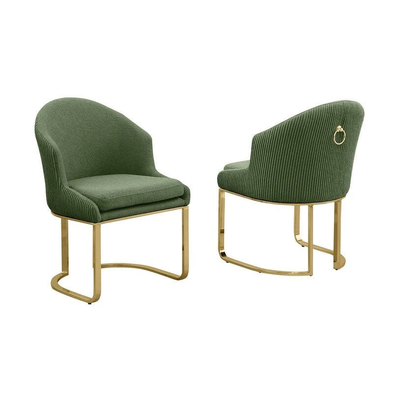Best Quality Furniture Teddy Fabric Gold Chrome Dining Chairs (Set of 2) - N/A