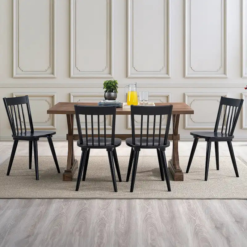 Traditional 17.5 Wide Wood Spindle Back Dining Chairs
