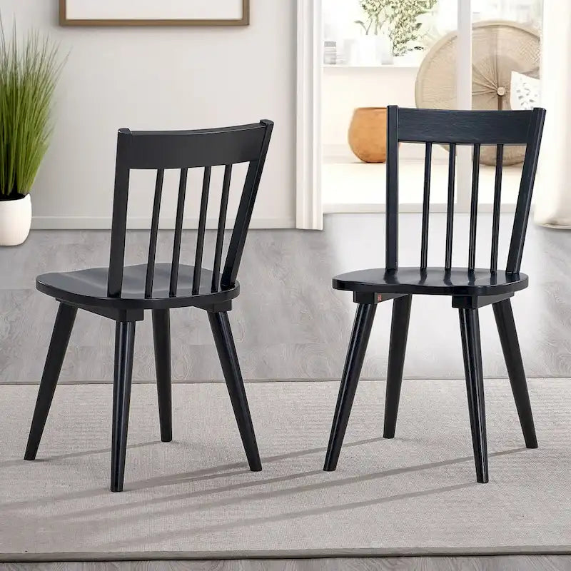 Traditional 17.5 Wide Wood Spindle Back Dining Chairs