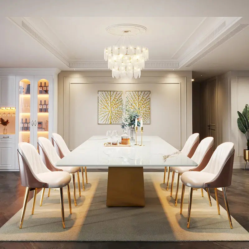 78.74-inch Large Rectangular Sintered Stone Dining Table for 6-8 - N/A