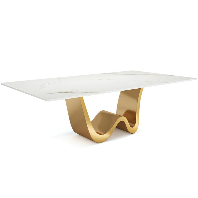 78.74-inch Large Rectangular Sintered Stone Dining Table for 6-8 - N/A