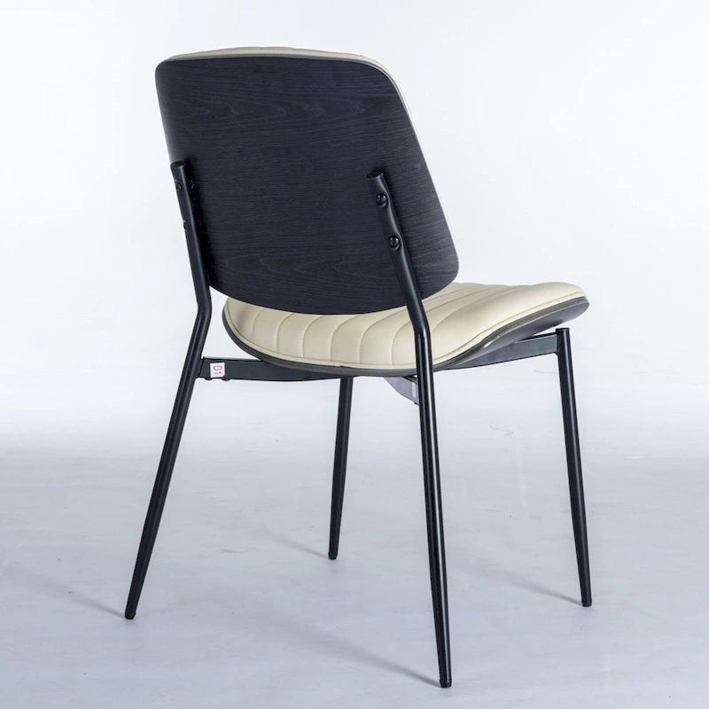 2PCS Faux Leather Chair with Metal Legs
