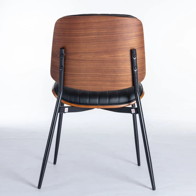 2PCS Faux Leather Chair with Metal Legs