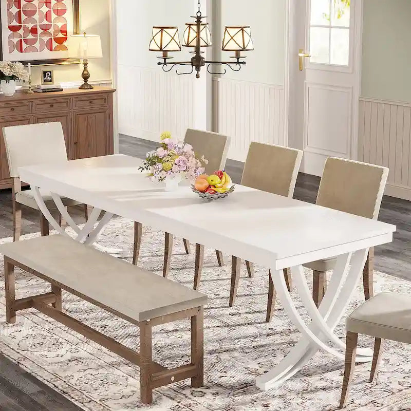 78 inch Extra Long Rectangular Kitchen Dining Dinner Table for 6-8