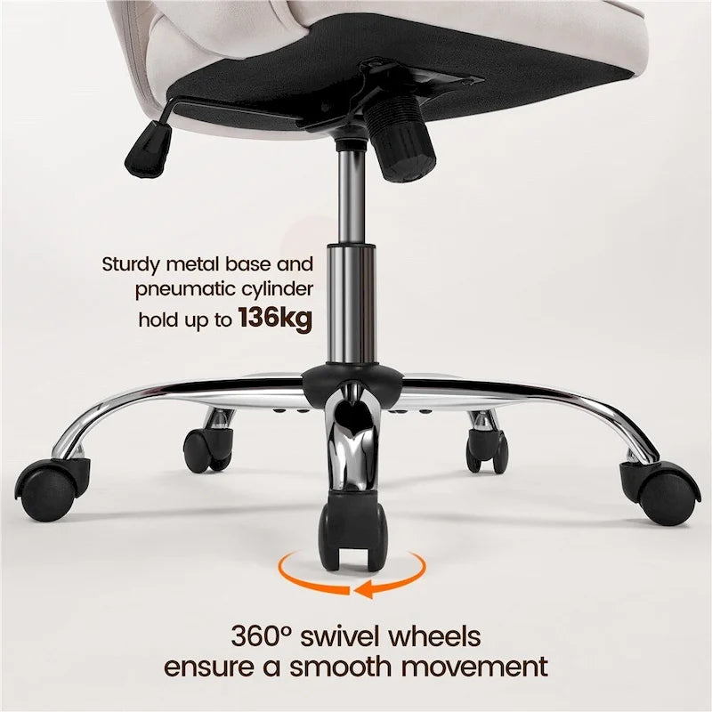 Yaheetech Velvet Office Chair with Tufted Barrel Back, Rolling Wheels, Adjustable Seat Height - N/A