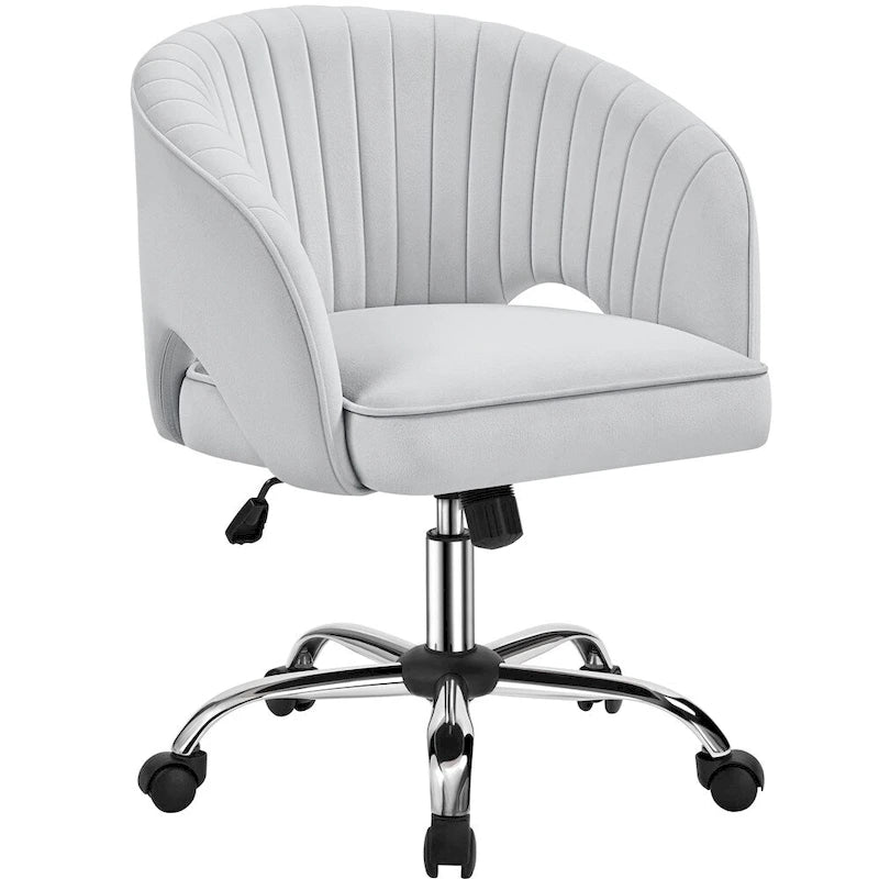 Yaheetech Velvet Office Chair with Tufted Barrel Back, Rolling Wheels, Adjustable Seat Height - N/A