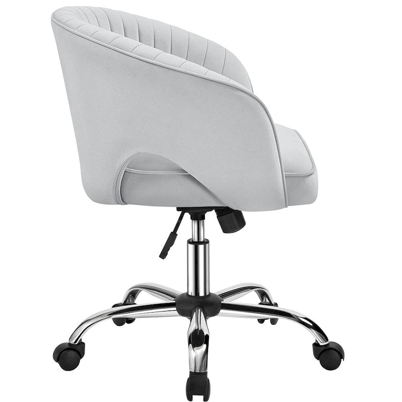 Yaheetech Velvet Office Chair with Tufted Barrel Back, Rolling Wheels, Adjustable Seat Height - N/A