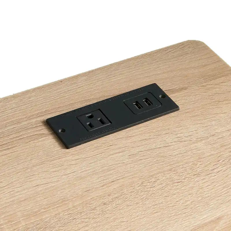 Bery 47 Inch Home Office Desk, 1 Drawer with Knob, USB Port, Brown, Black