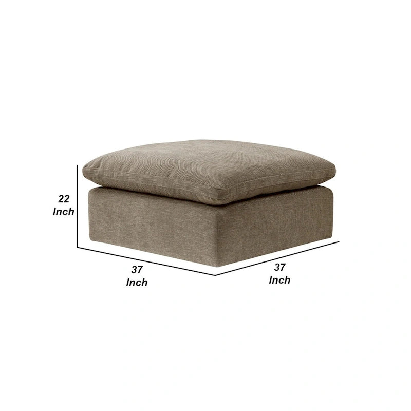 Scott 37 Inch Square Ottoman, Removable Pillow Top Cushion, Beige