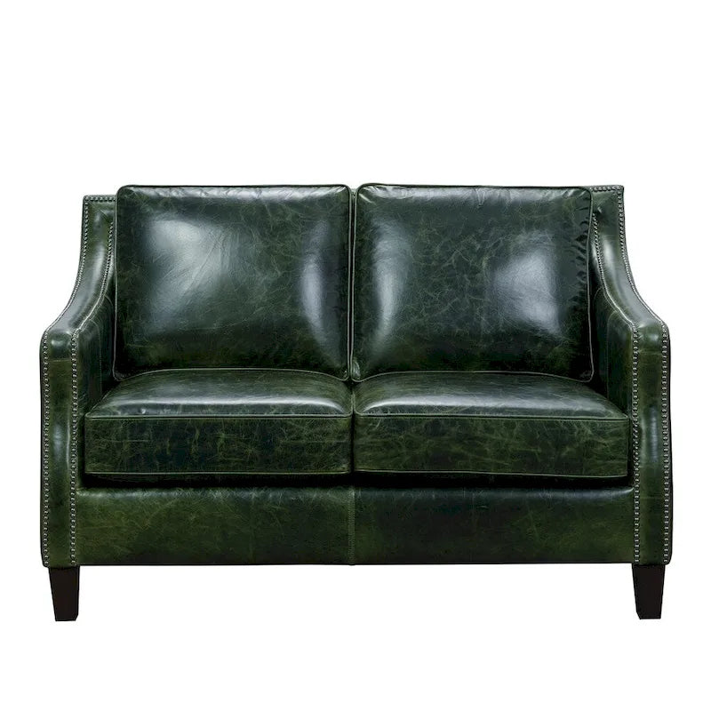 Essex Distressed Green Top Grain Leather Loveseat