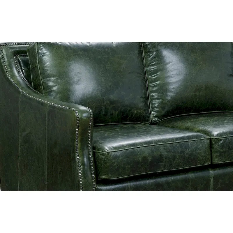 Essex Distressed Green Top Grain Leather Loveseat