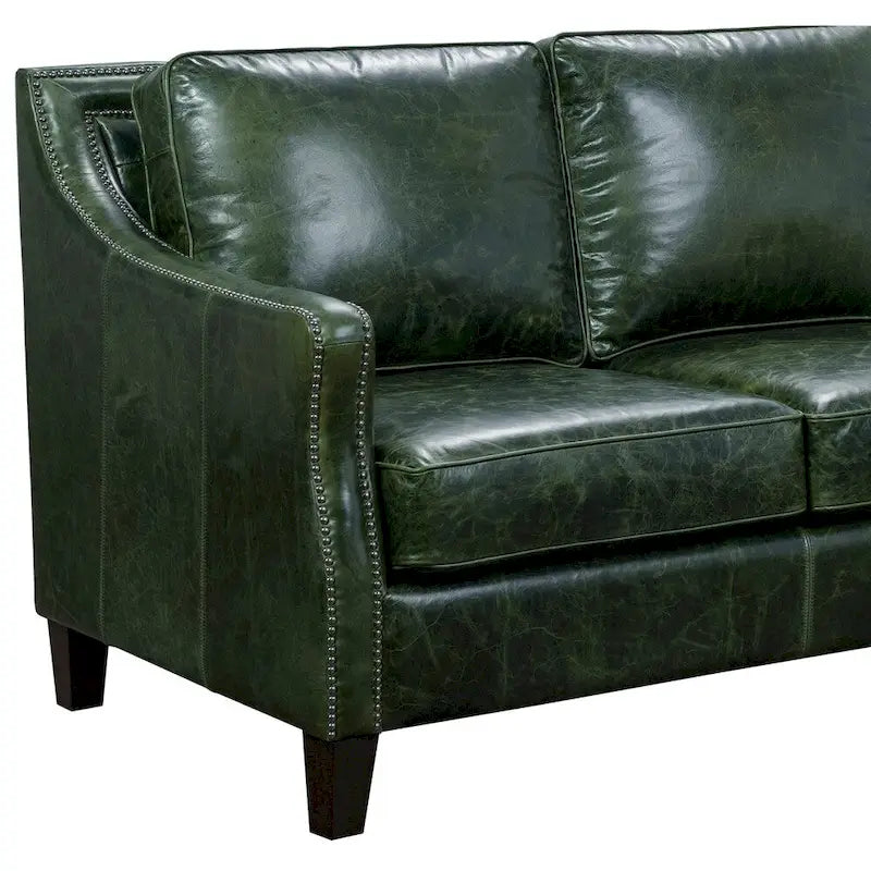 Essex Distressed Green Top Grain Leather Loveseat