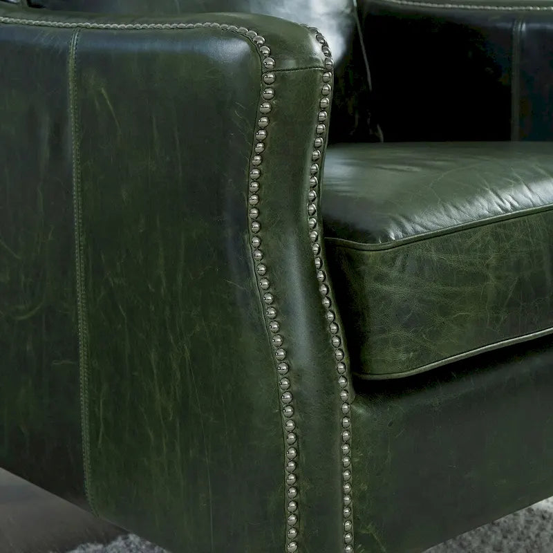 Essex Distressed Green Top Grain Leather Loveseat