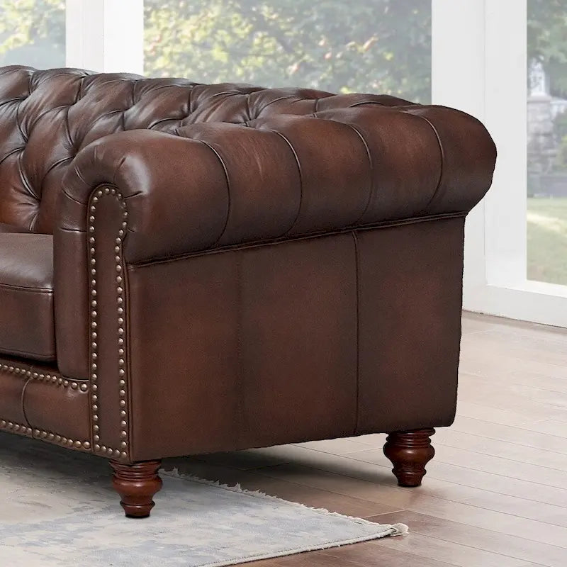Hydeline Alton Bay Top Grain Leather Chesterfield Sofa