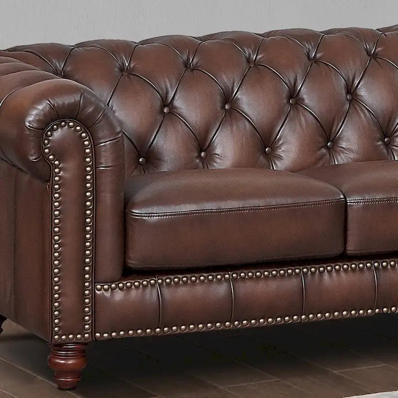 Hydeline Alton Bay Top Grain Leather Chesterfield Sofa