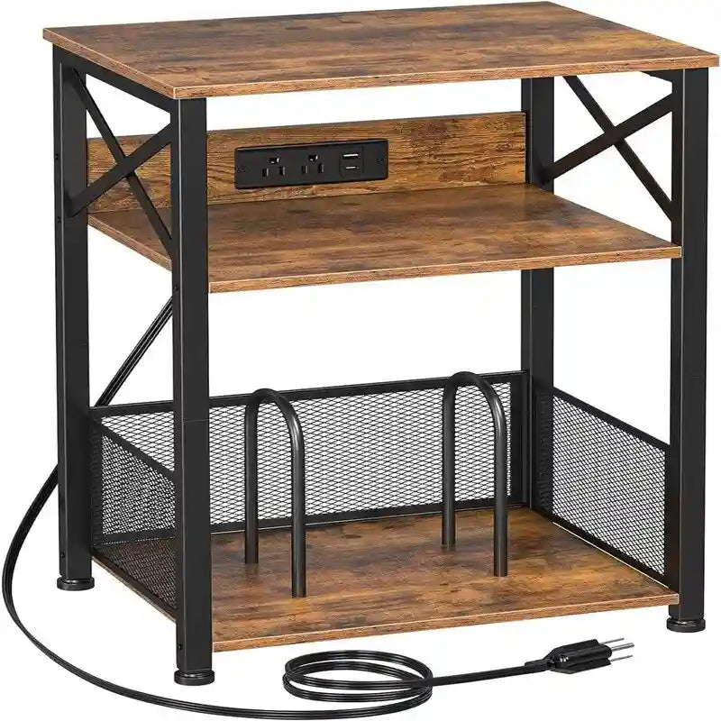 Record Player Stand with Charging Station - 15.75 x 11.41 x 25.59