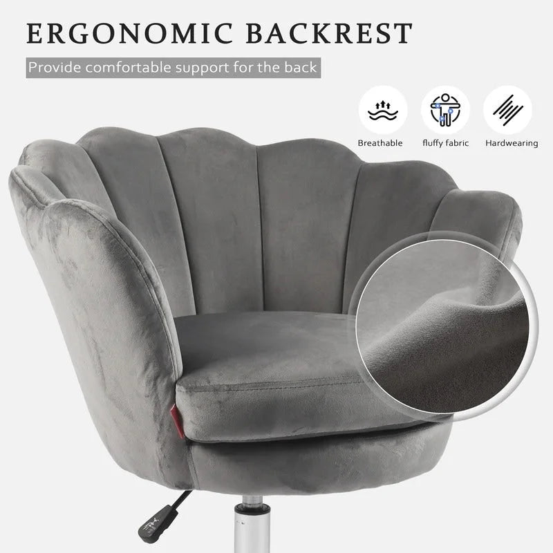 VANITII Accent Chair Swivel Vanity Chair Office Desk Chair With Wheels Modern Height Adjustable Pink/Grey/White