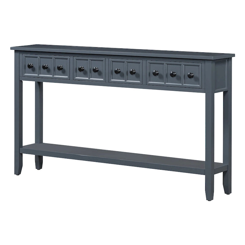 Rustic Entryway Console Table, 60 Long Sofa Table with two Different Size Drawers and Bottom Shelf for Storage