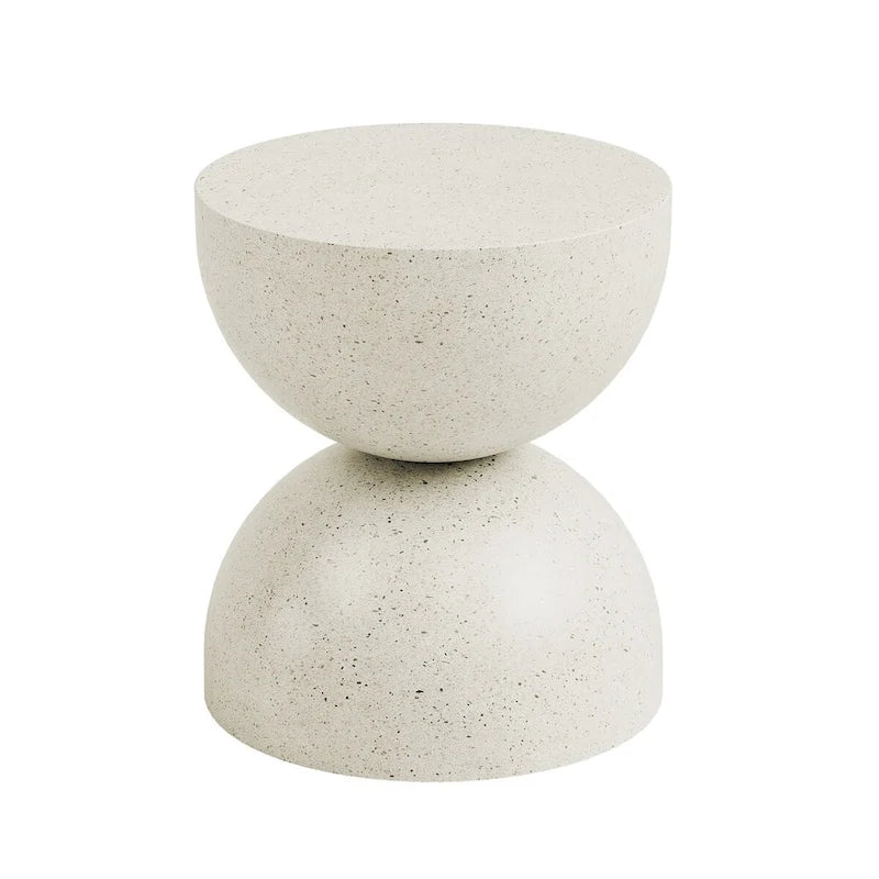 Alina Side Table Indoor/Outdoor Stone White w/ Gold Flakes