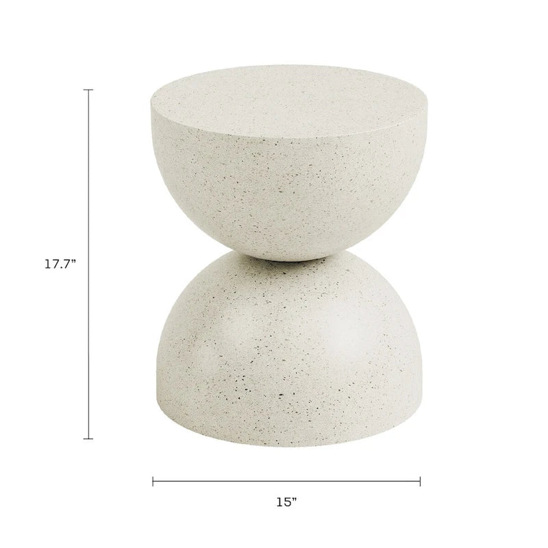 Alina Side Table Indoor/Outdoor Stone White w/ Gold Flakes