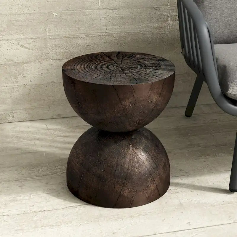Alina Side Table Indoor/Outdoor Stone White w/ Gold Flakes